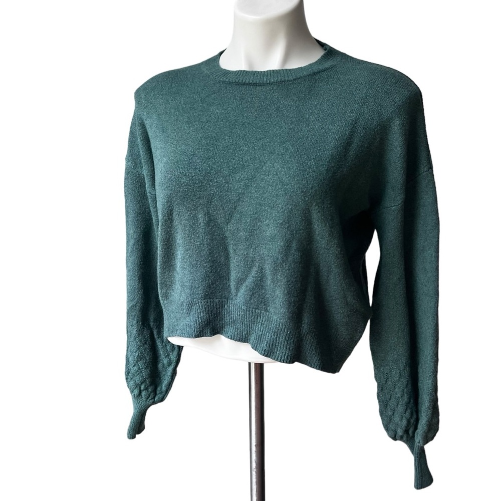 Dreamers by Debut Crewneck Cropped Green Sweater, Sz XS - Picture 3 of 14